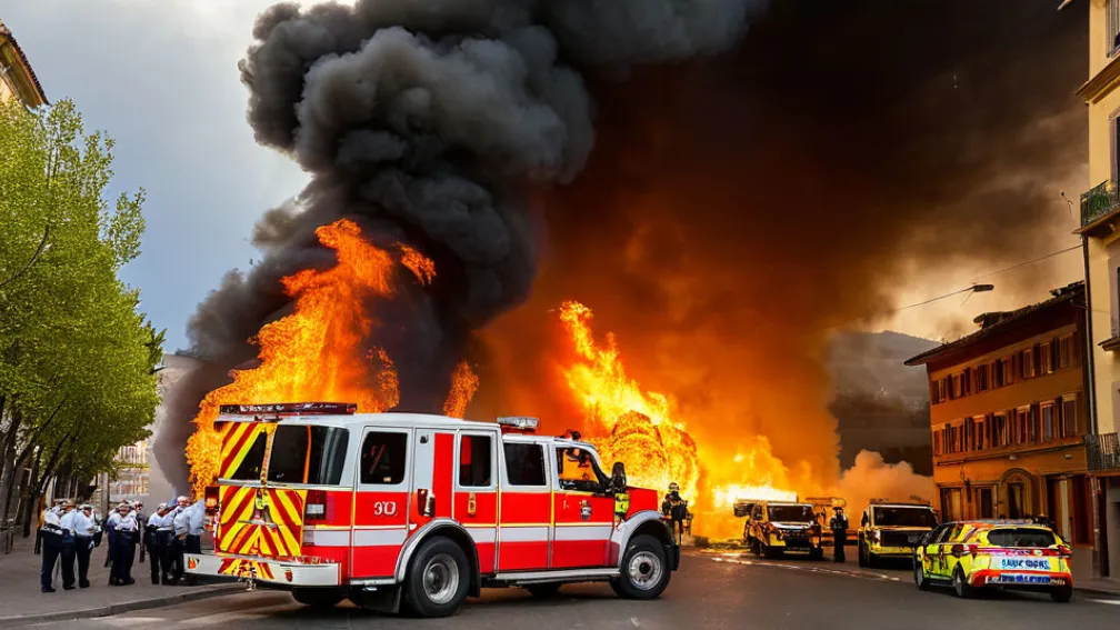 Пожар в торговом центре Памплоны: Эвакуированы четыре здания, спасатели борются с очагами возгорания