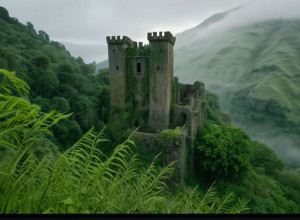 Древние руины замка под зеленым холмом